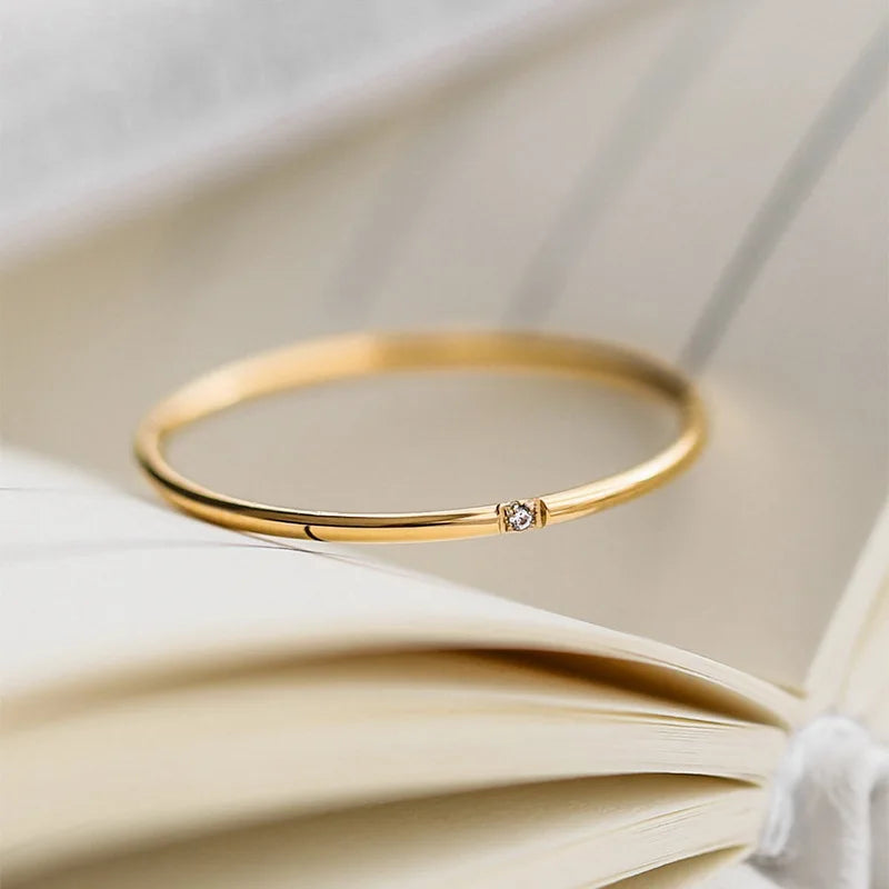 Elegant 18k Gold Plated Zirconia Wedding Ring for Women