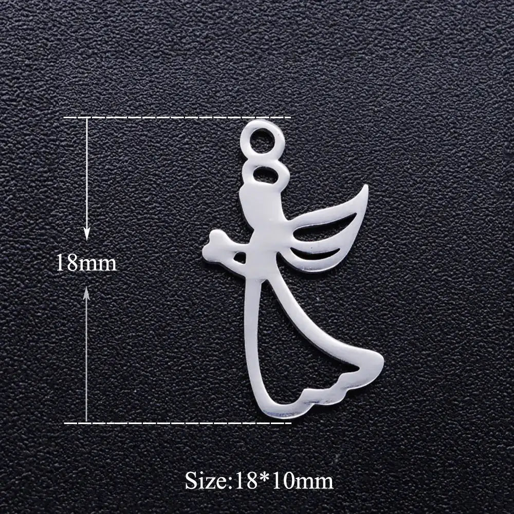 5pcs Angel Wing DIY Charms 316 Stainless Steel Jewelry Connectors JN312-1x5