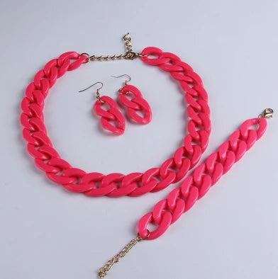 FishSheep Bohemian Candy Color Choker Necklace and Earrings Set for Women 2022 Fashion Jewelry