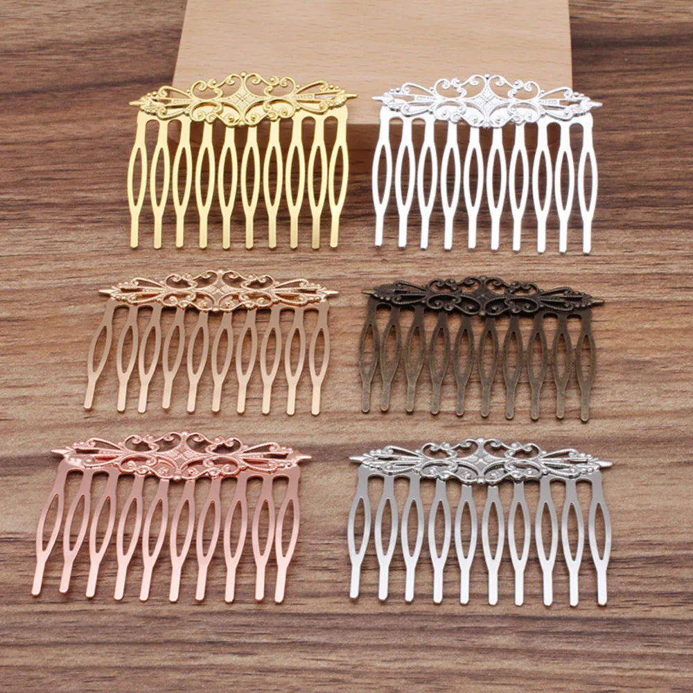 REGELIN Vintage Copper Hair Combs - 10 Teeth Flower Hairpins & Clips
