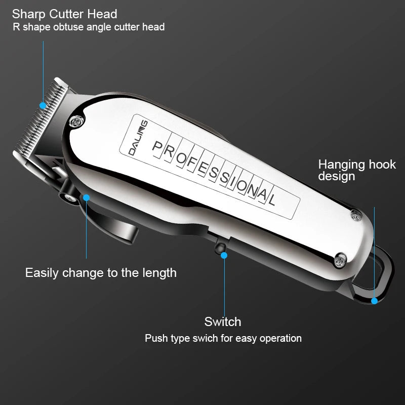 Cordless Professional Hair Clipper For Men Adjustable Lithium Ion Hair Trimmer Powerful Barber Shop Cutter