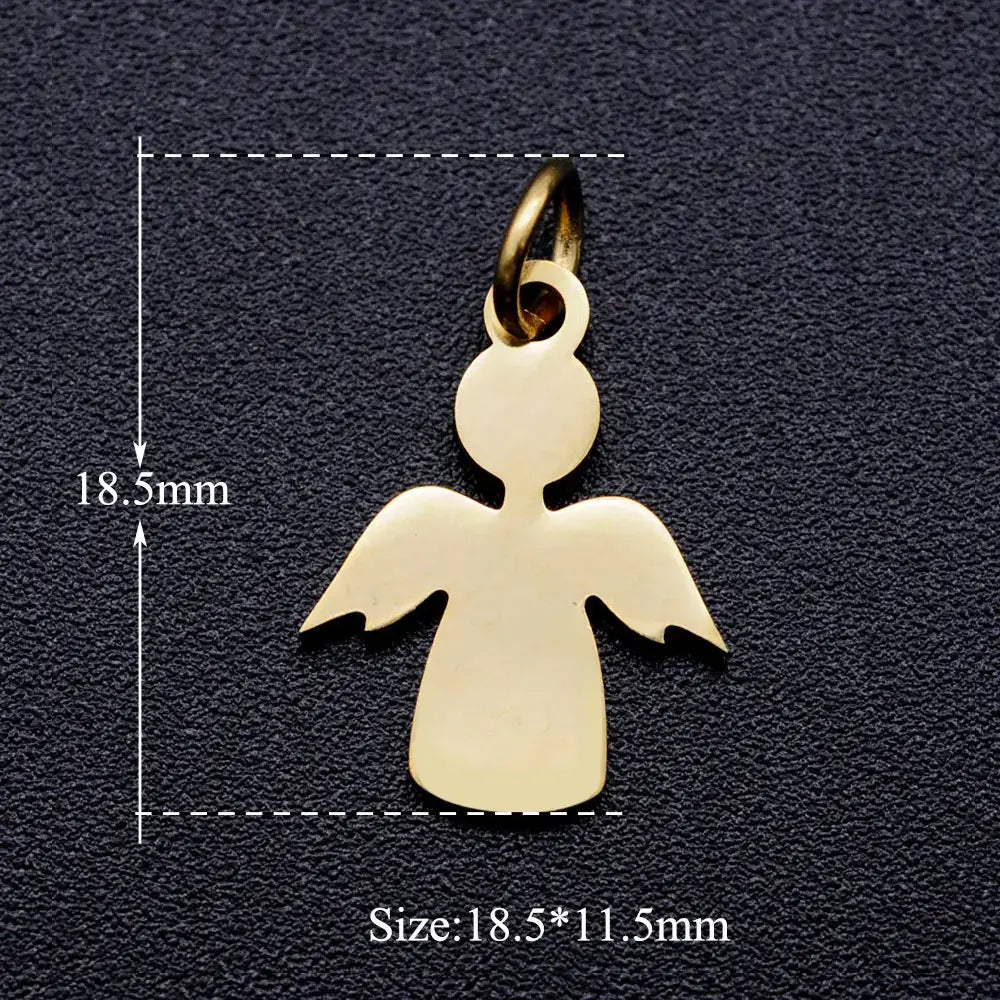 5pcs Angel Wing DIY Charms 316 Stainless Steel Jewelry Connectors JA343-2x5