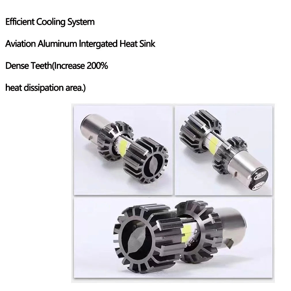 H4 H6 BA20D 8 Sides COB LED Motorcycle Headlight 6000K