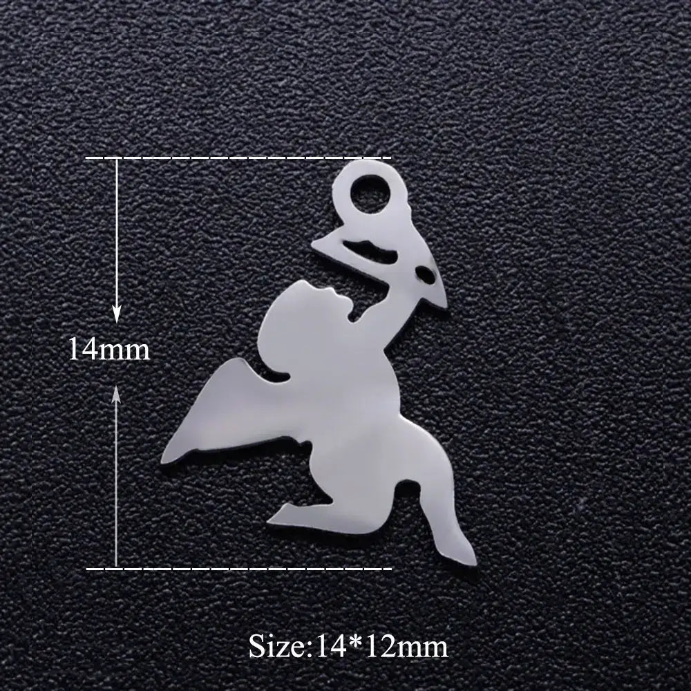 5pcs Angel Wing DIY Charms 316 Stainless Steel Jewelry Connectors JN315-1-12x5