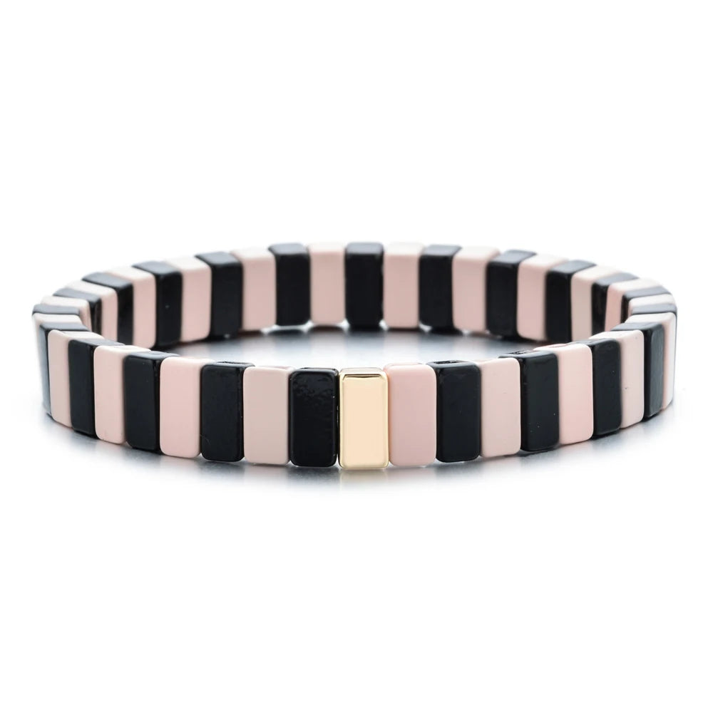 Rainbow Boho Enamel Stretch Bracelets for Women - Handmade Unisex Fashion Bangles by ZMZY