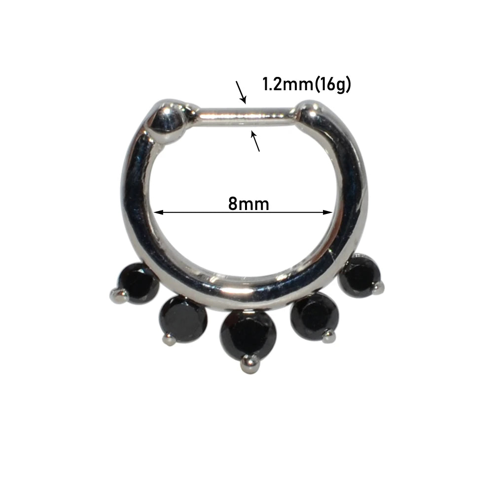 Surgical Steel Indian Nose Septum Ring with Crystal Gem for Women