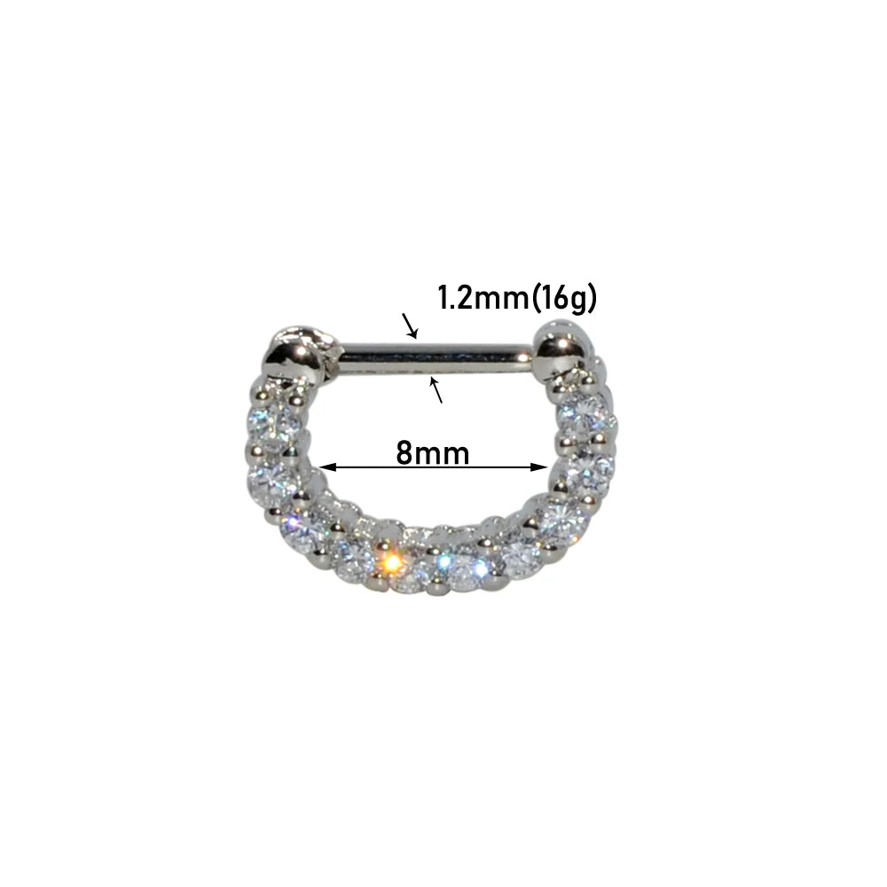 Surgical Steel Indian Nose Septum Ring with Crystal Gem for Women