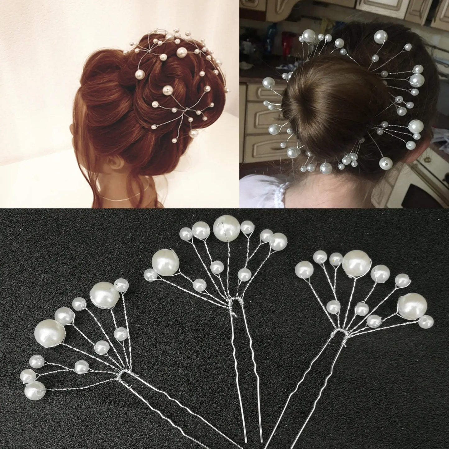 Elegant Pearl Bridal Hair Pin U-Shaped Barrette Clip for Wedding and Party Styles