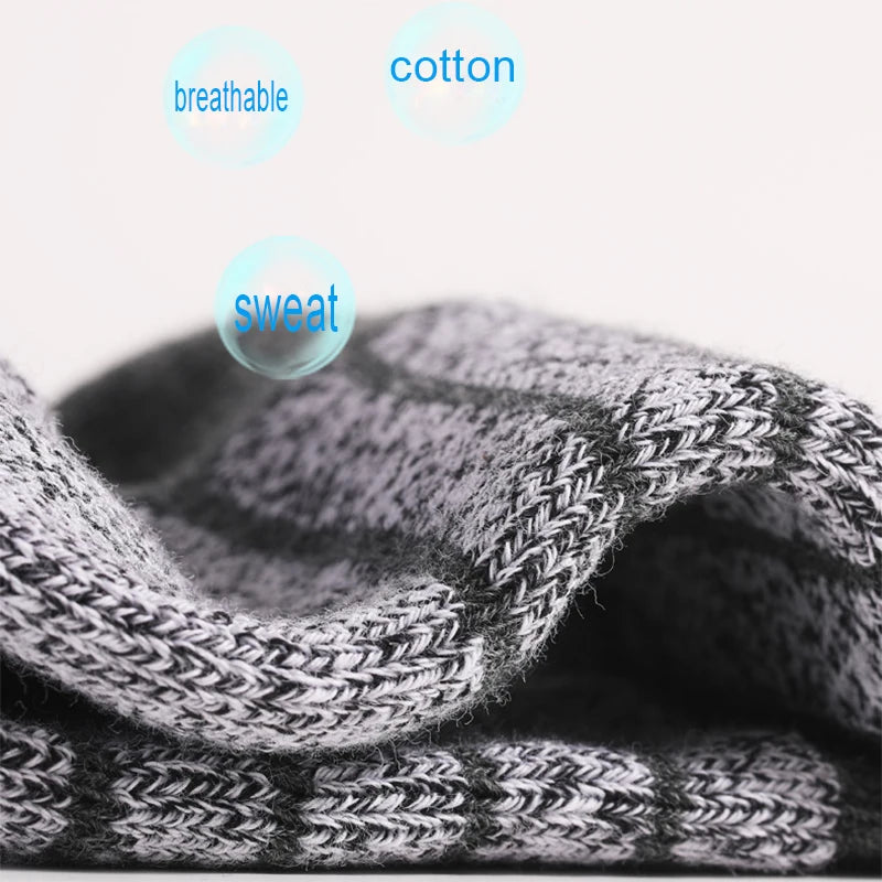5 Pairs Men’s High Quality Autumn Winter Crew Socks Comfortable Long Black Sports Hiking Running Socks Size 38-44