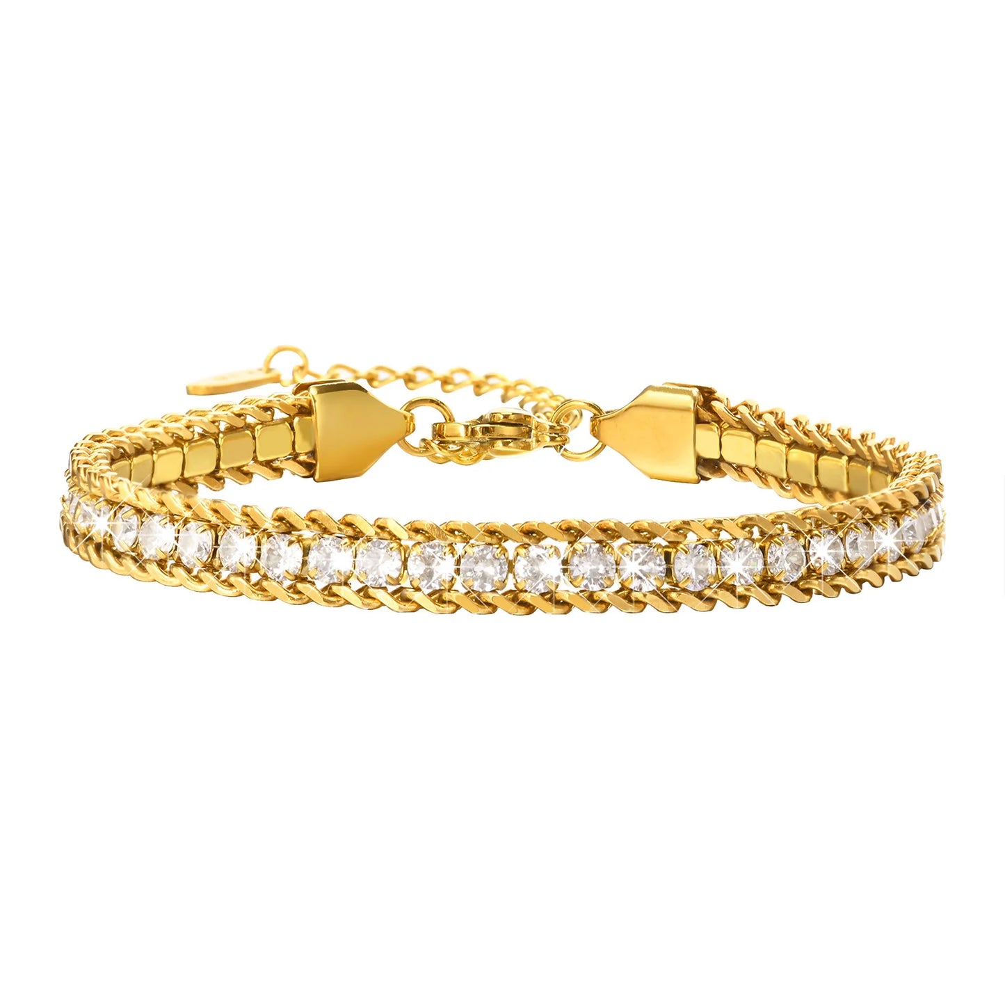 Stunning Gold Iced Out Tennis Bracelet for Women with 5A Cubic Zirconia Stones