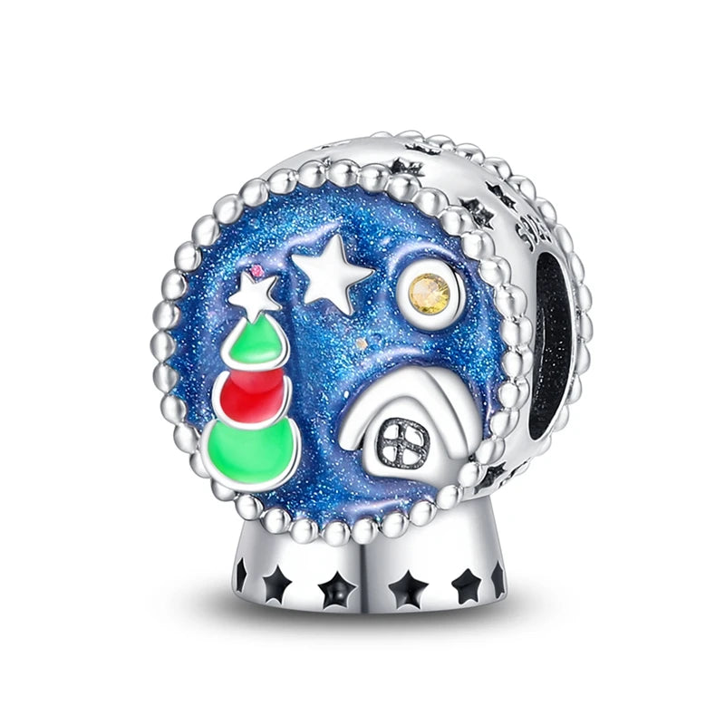 2025 Sterling Silver Christmas Charm Beads for Bracelets and Pendants STC443