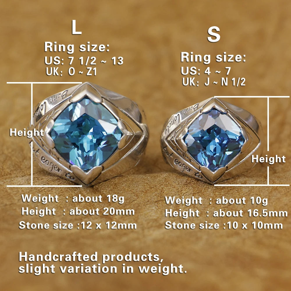 Elegant Blue Zircon Heart Ring in 925 Sterling Silver for Unisex