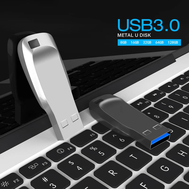 Metal Rod USB Flash Drive 3.0 High Speed 128GB 64GB 32GB 16GB 8GB Waterproof Creative Pendrive with Free Stick Pen