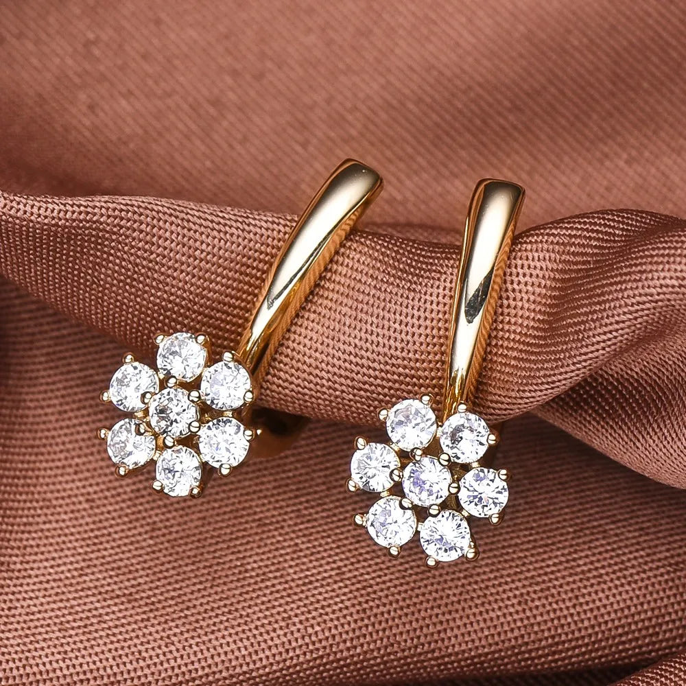 Dckazz Rose Gold Crystal Pendant Intertwined Drop Earrings for Women Christmas Gift