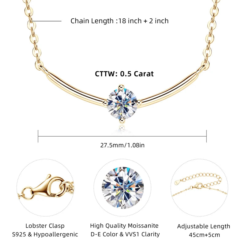 Lnngy Minimalist 925 Sterling Silver Moissanite Choker Necklace for Women