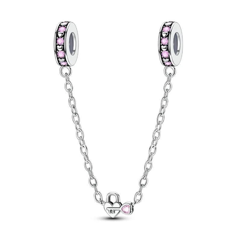 925 Sterling Silver Clover Daisy Star Moon Pavé Safety Chain Bow Necklace and Bracelet Set Luxury Fine Jewelry for Women