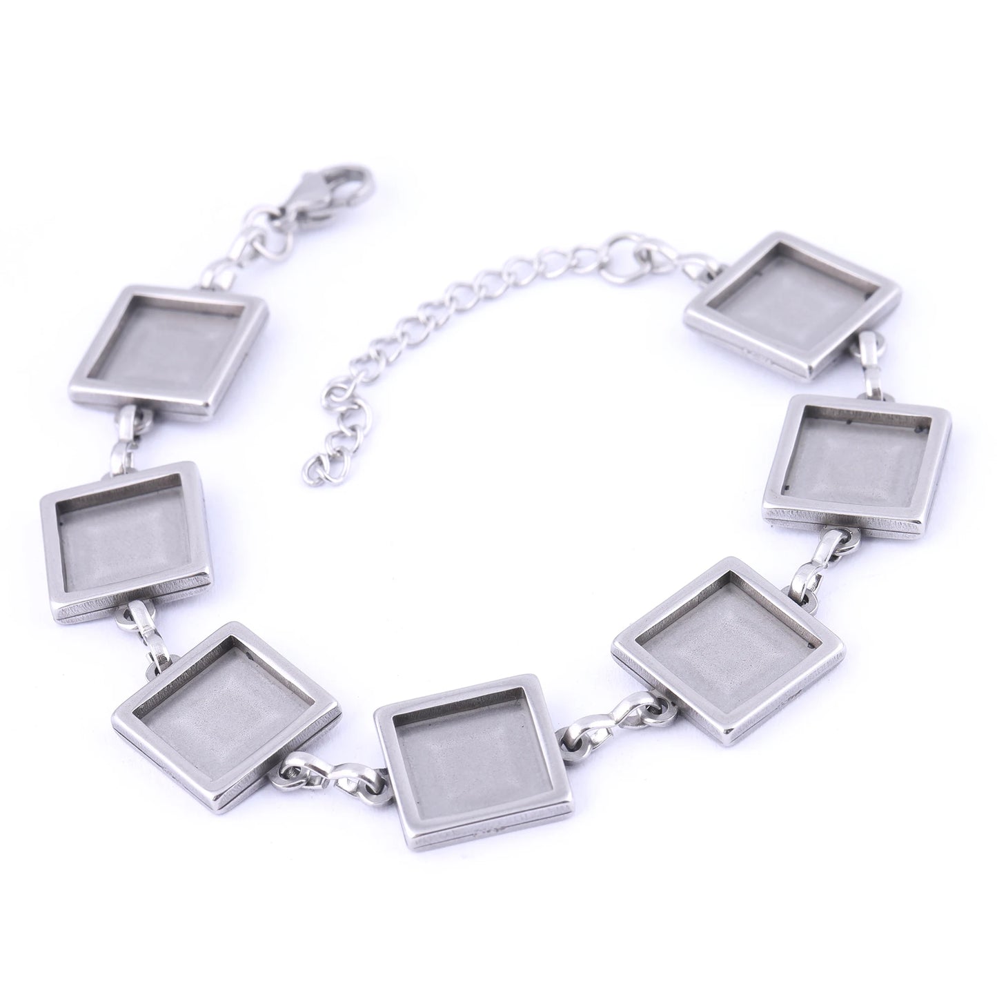 Stainless Steel Square Cabochon Bracelet Base Settings for DIY Jewelry Making