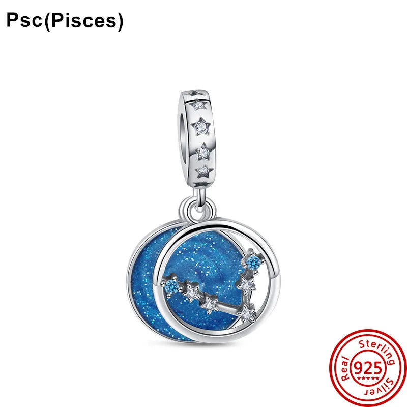 Fit Original Pantaro 925 Silver Zodiac Charm Bracelet with Colorful Zircon Beads N454