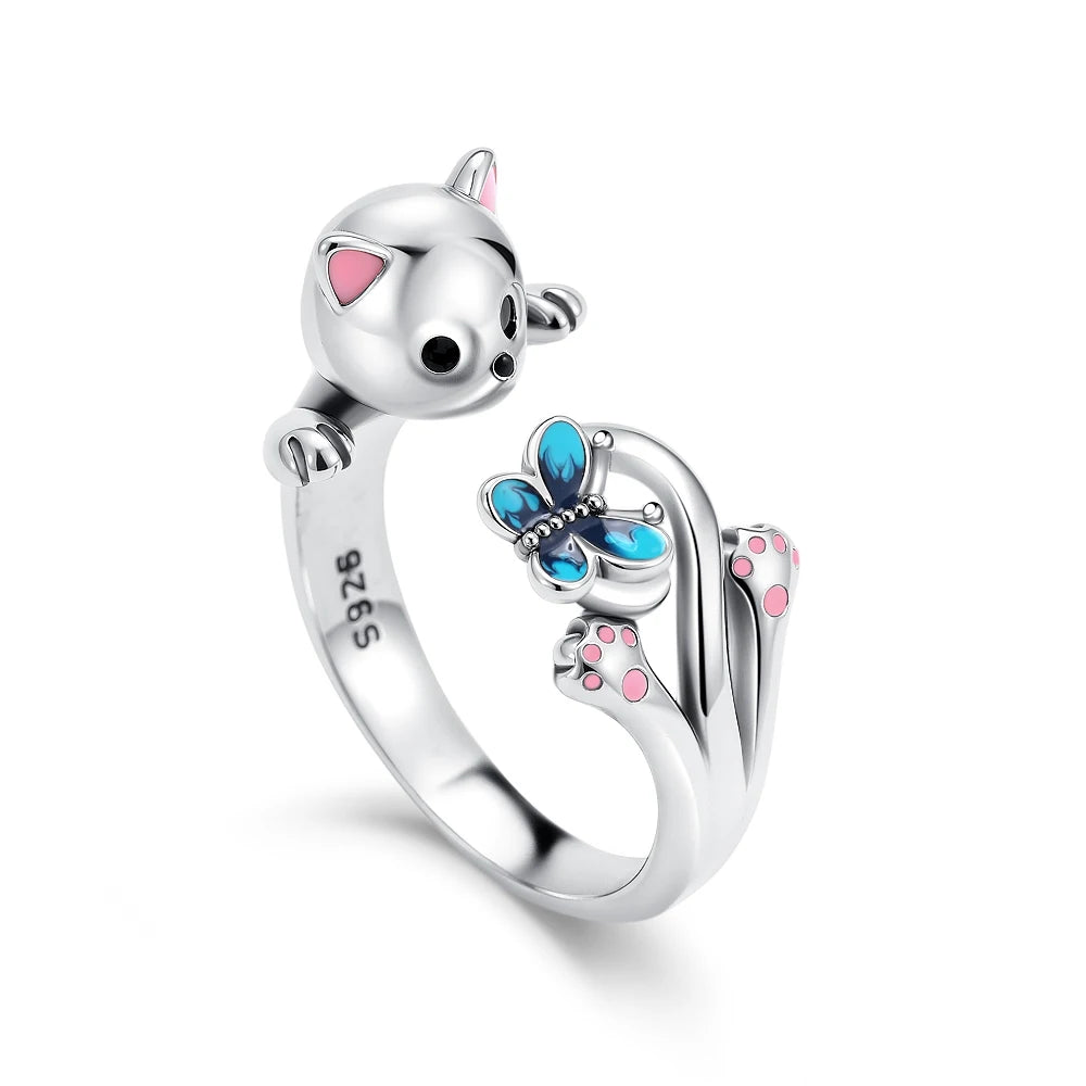 Exquisite 925 Silver Dog Flower Heart-Shaped Ring for Women Perfect for Wedding Parties