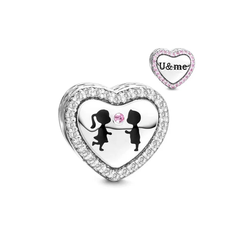 Rose Gold Padlock Heart Key Pendant Necklace for Women 925 Silver with Zircon Beads P1733