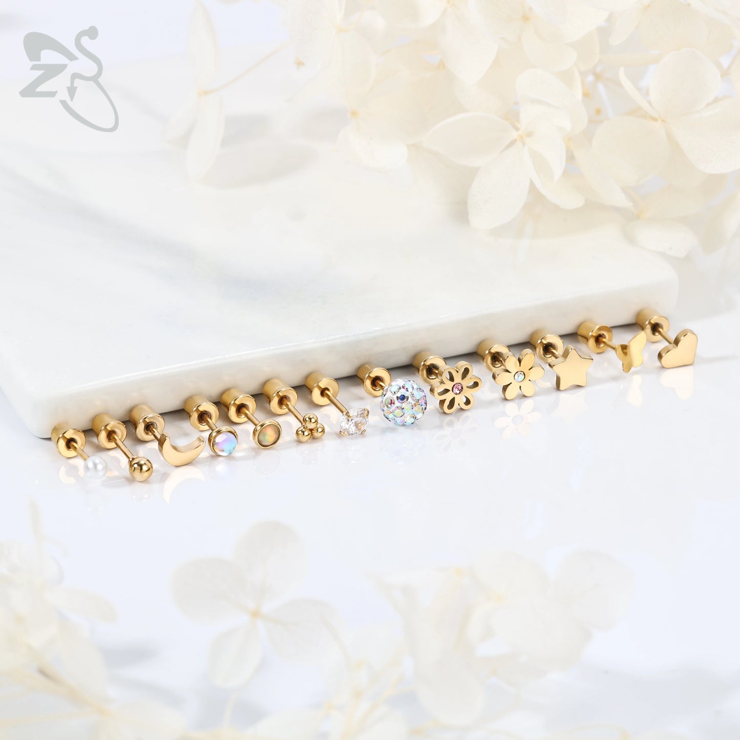 Charming Stainless Steel Flower Butterfly Stud Earrings for Children and Women