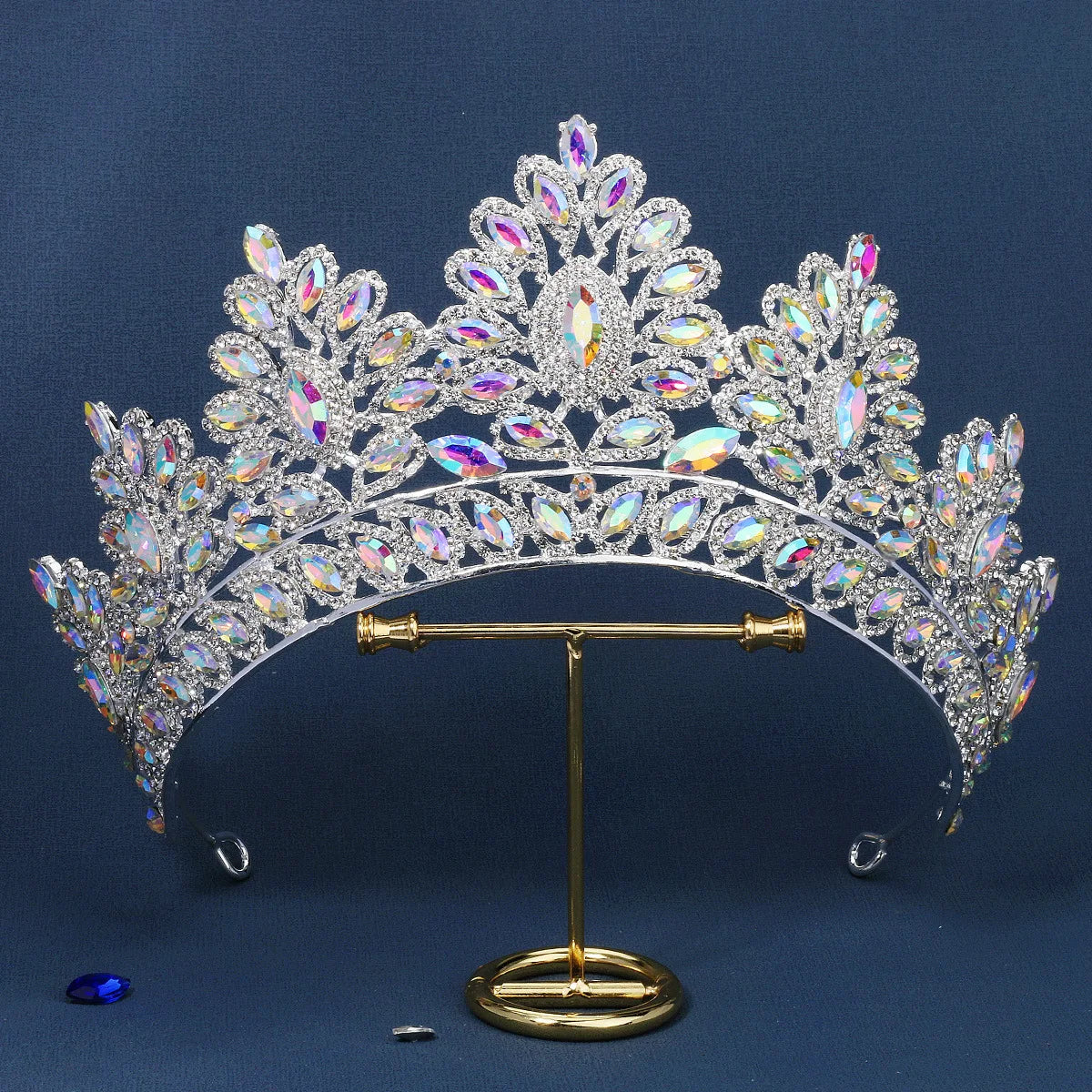 Luxury Bride Tiara - Baroque Crystal Crown with Rhinestones, Top-Rated Wedding Accessory Silvery AB