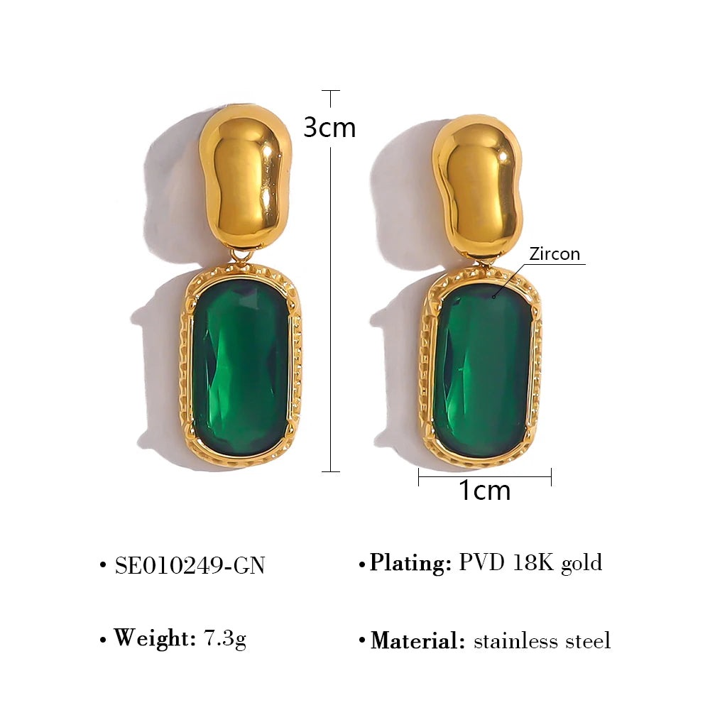 Wild and Free 18K Gold Plated Cubic Zirconia Stainless Steel Drop Earrings for Women
