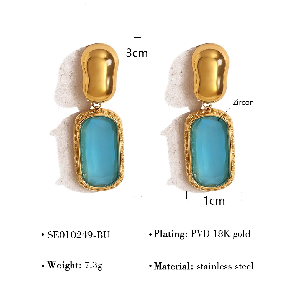 Wild and Free 18K Gold Plated Cubic Zirconia Stainless Steel Drop Earrings for Women