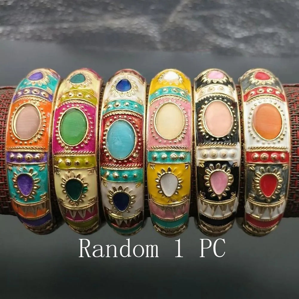 Vintage Chinese Cloisonne Peony Enamel Bangle Set for Women