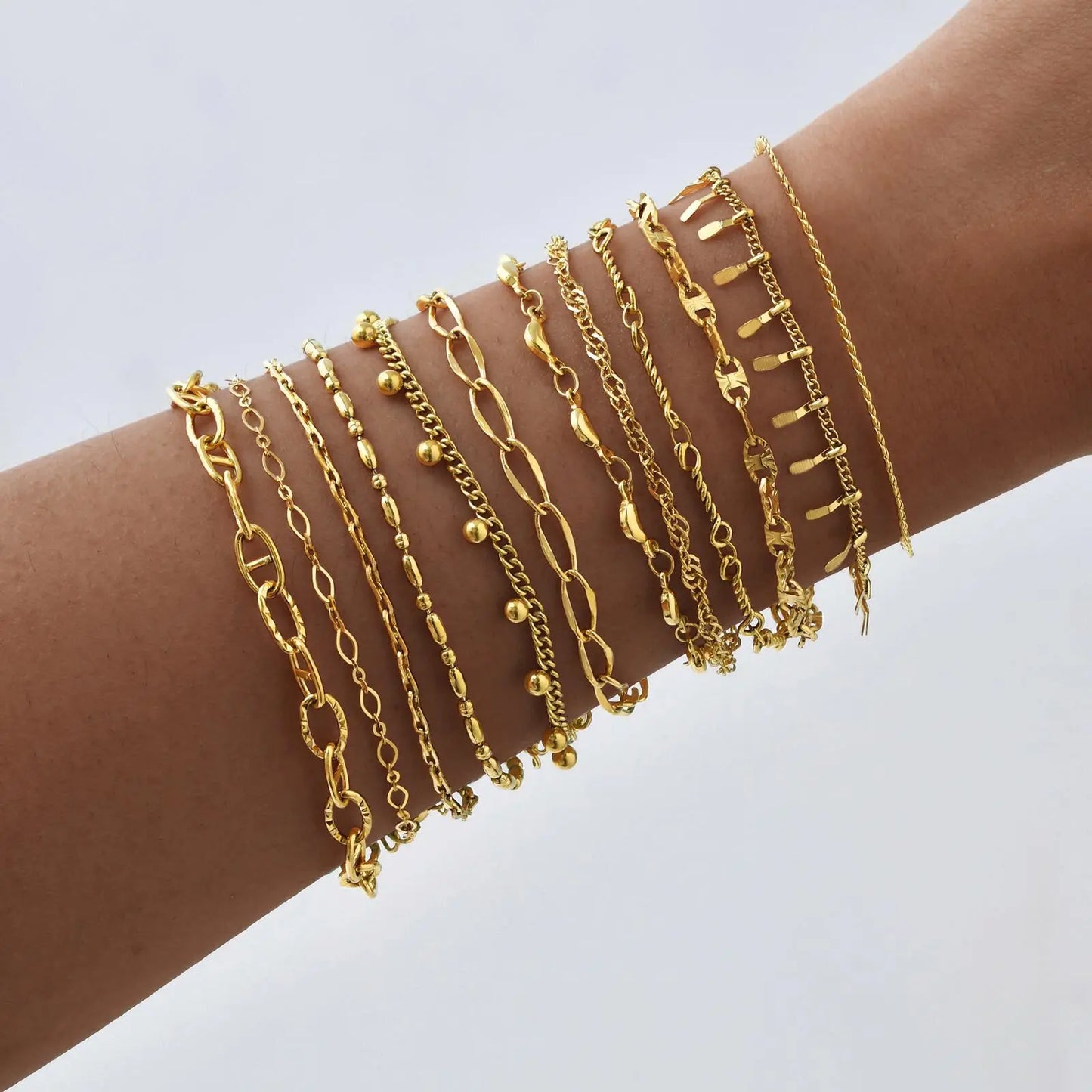 Elegant Gold Plated Link Bracelet for Women - Adjustable Stainless Steel Waterproof Jewelry