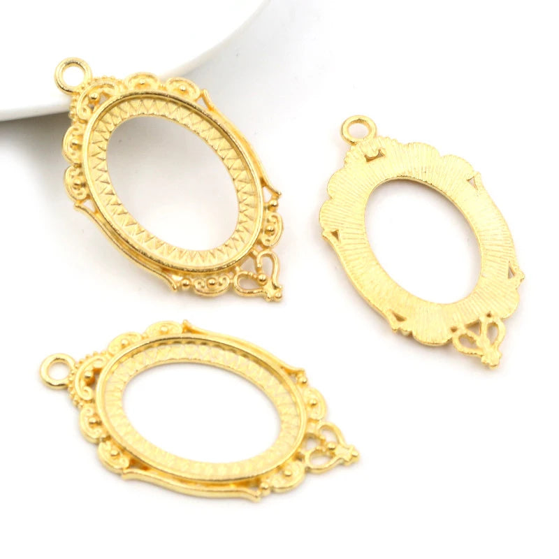 Antique Finish Cameo Cabochon Bracelet Setting Trays in Gold Silver Bronze and Rhodium 10 Pack