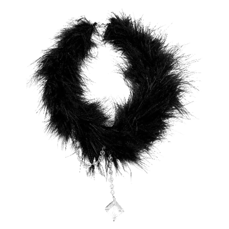 Gothic Feather Choker Necklace for Halloween and Christmas Party Fashion Gift for Women and Girls