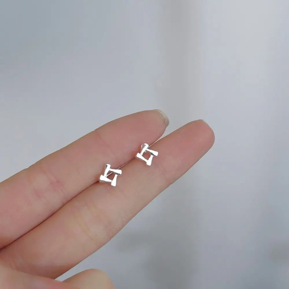 925 Silver Mini Stud Earrings for Women Heart Star Butterfly Dinosaur Design