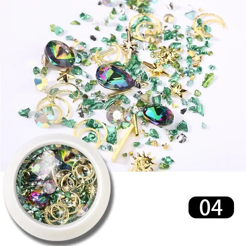 Resin Filling Metal Rivet Moon Stars Nail Art Decorations Mixed Beach Ocean Style Jewelry DIY Charms NYFB-4