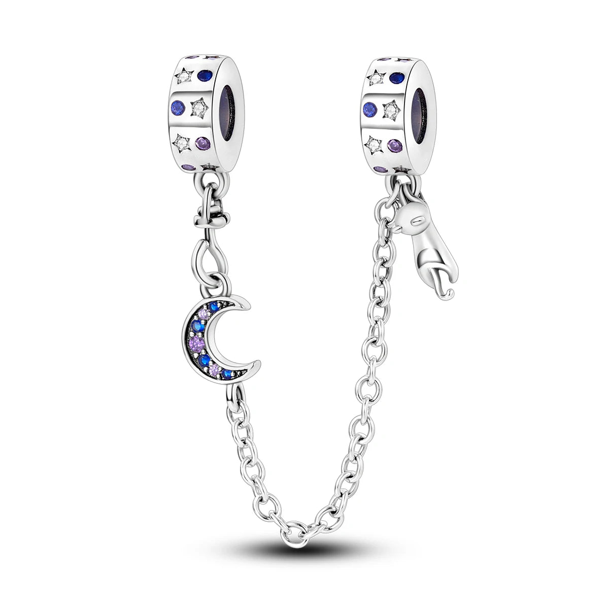 Moonlit Charm Clip 925 Silver Safety Chain Clasp for DIY Bracelets Jewelry for Women and Girls KTC588