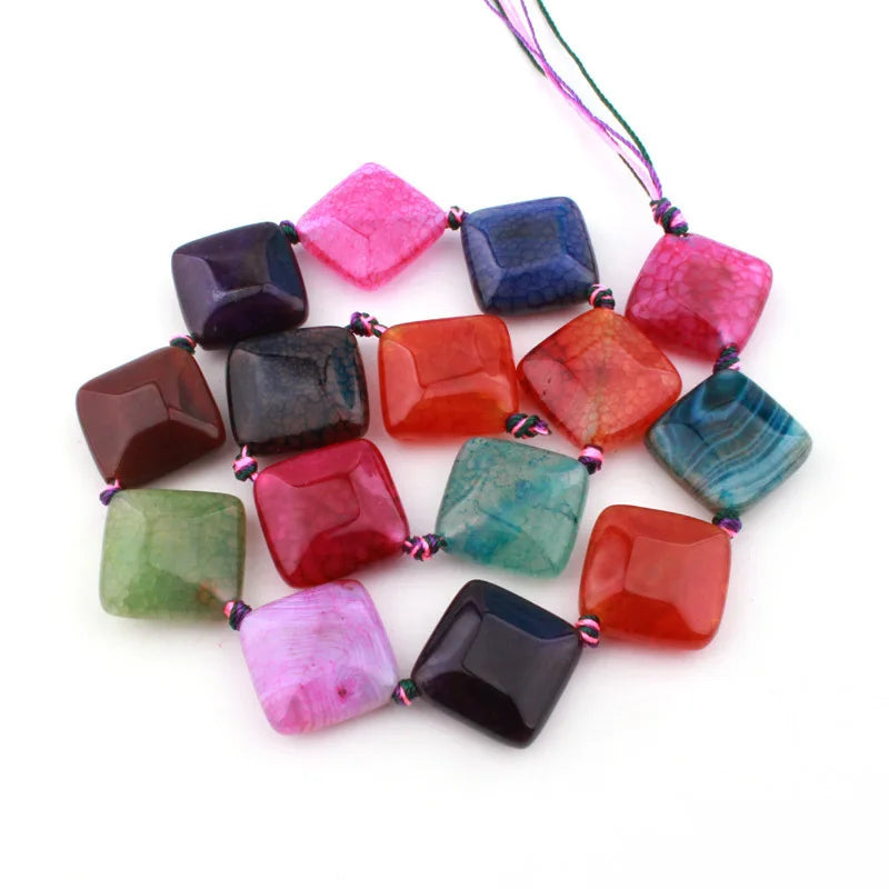 Natural Multicolor Cracked Agate Faceted Stone Beads for DIY Necklaces and Bracelets 15 Inches