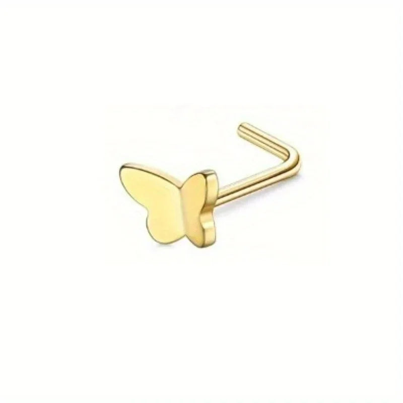 Bobisty Surgical Steel L Shaped Nose Ring Set Hypoallergenic Fashion Jewelry for Men and Women