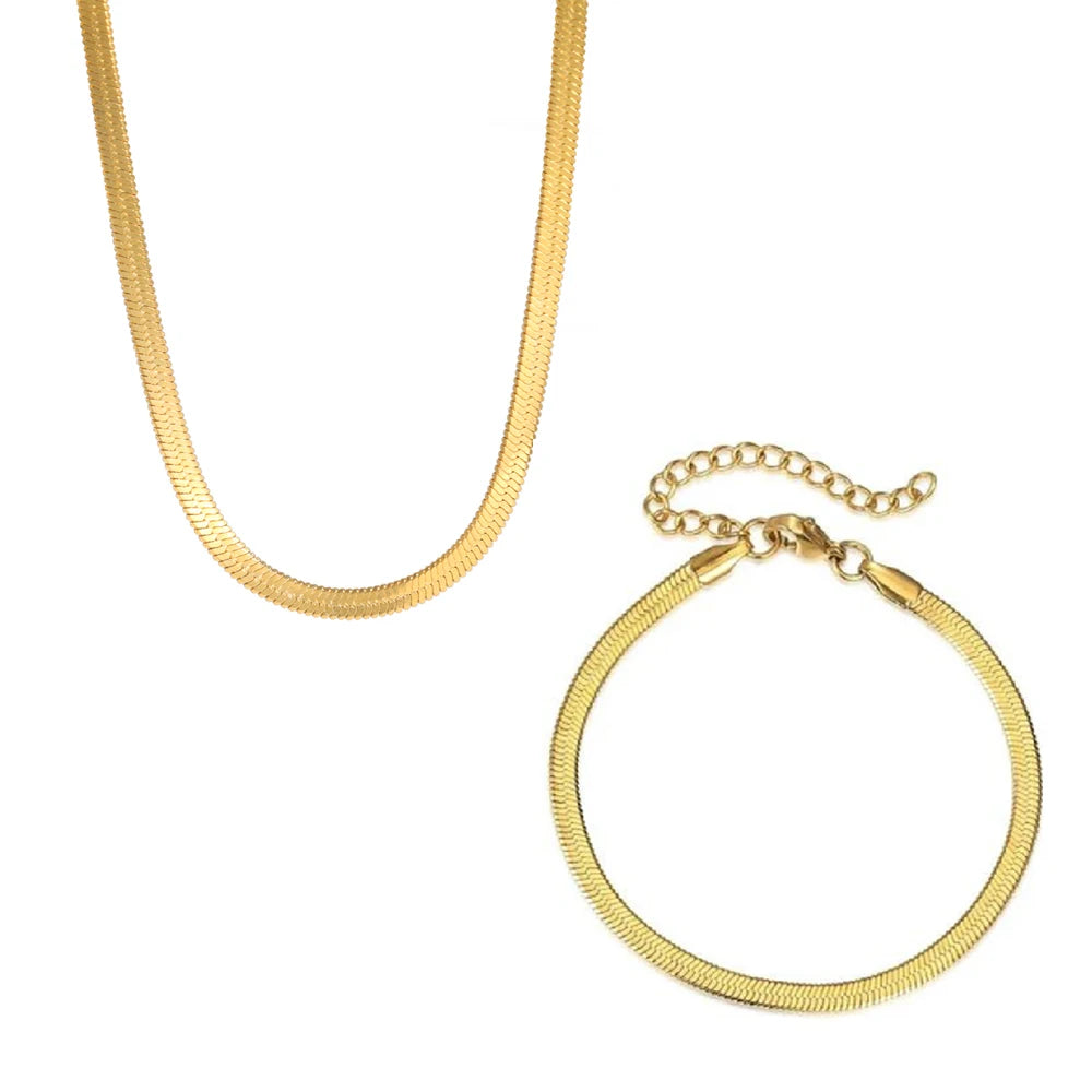Hipee Lucky Snake Bone Jewelry Set for Women Stainless Steel Necklace Bracelet Earrings