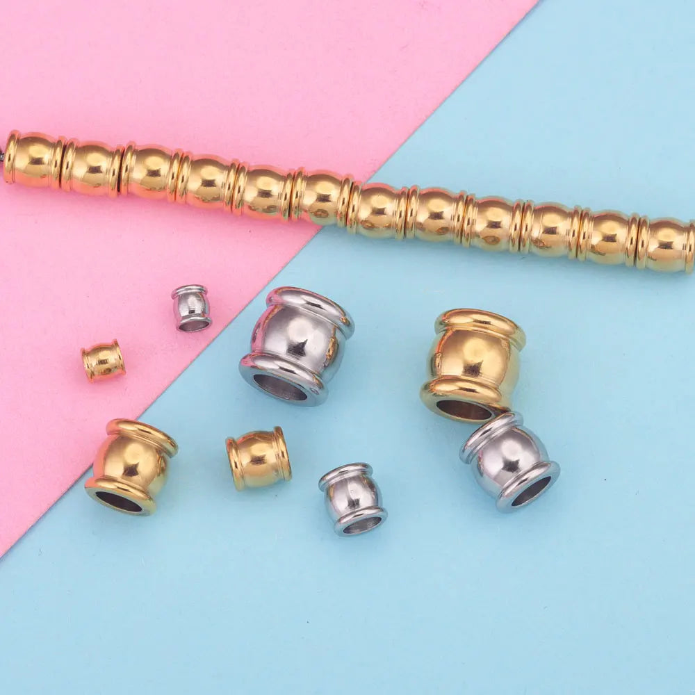 Stainless Steel Big Hole Spacer Beads Set for DIY Jewelry Making