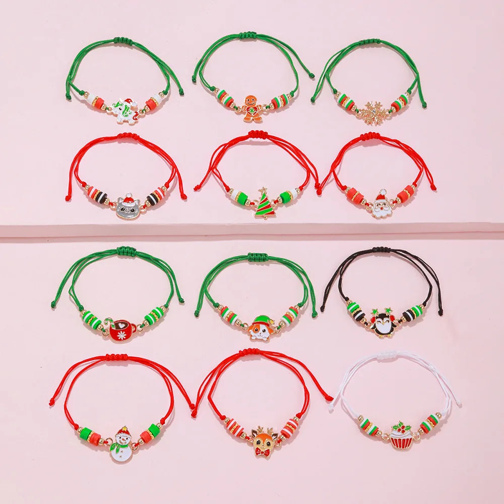 Festive Charm Christmas Bracelets Set for Girls and Kids
