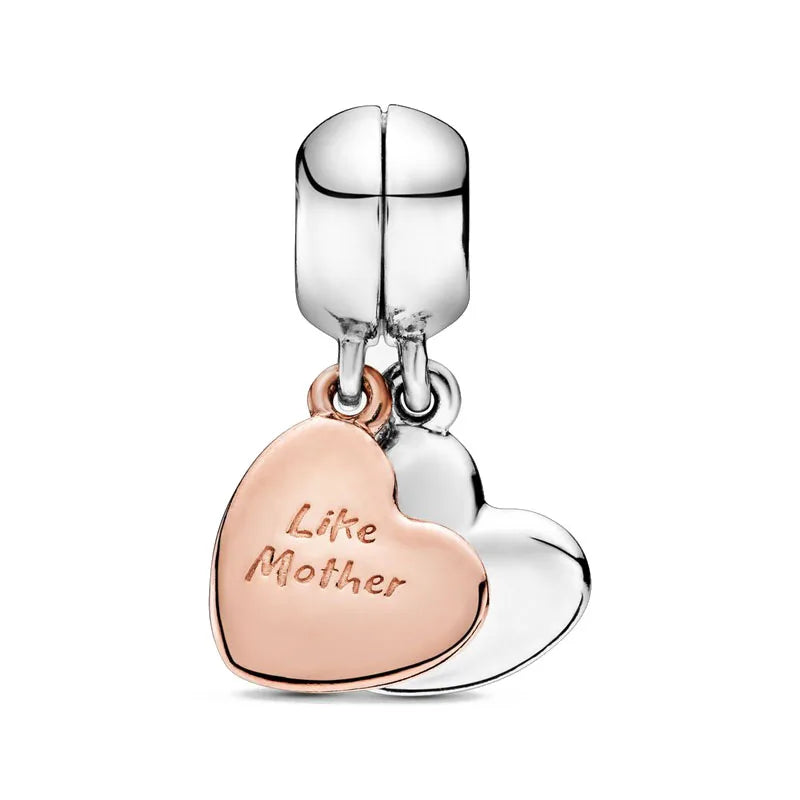 Rose Gold Padlock Heart Key Pendant Necklace for Women 925 Silver with Zircon Beads P352-R