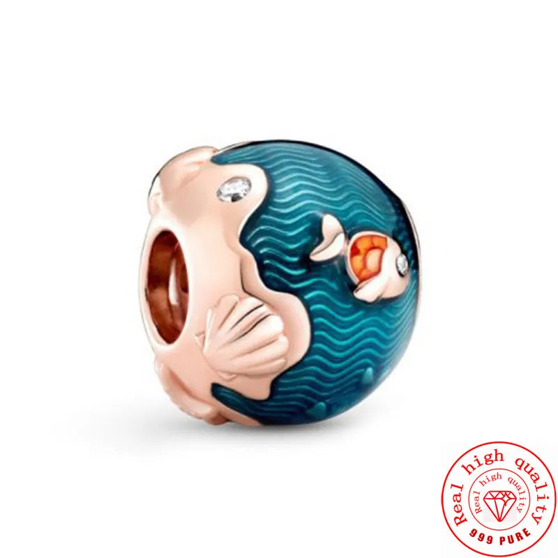 Cute Animal Family Charm Beads for DIY Silver Bracelet Jewelry Making Y504
