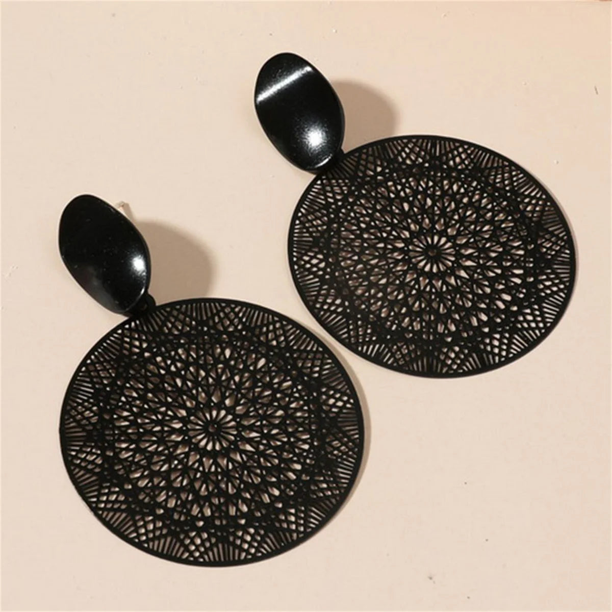 Vintage Gothic Black Flower Butterfly Earrings for Women - Exaggerated Geometric Heart Wing Party Jewelry