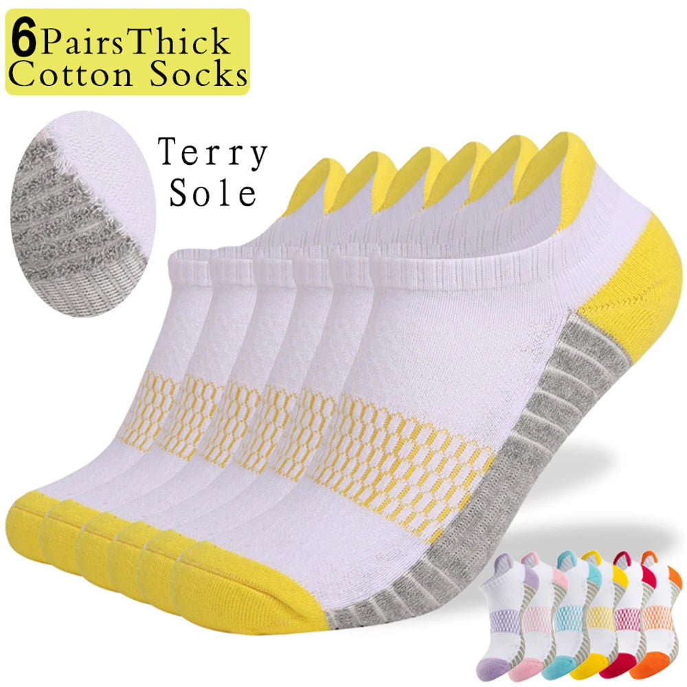 6 Pairs Women Cushioned Sports Socks Anti Odor Arch Support