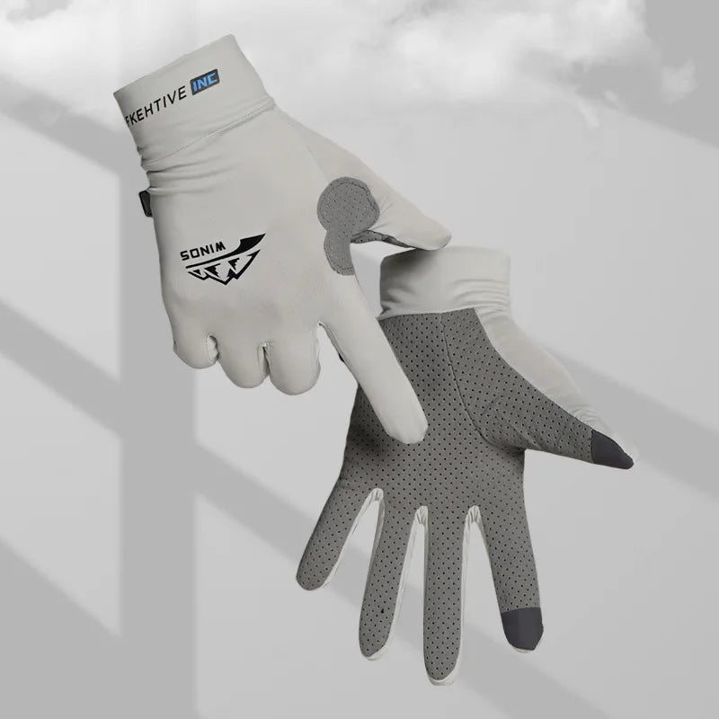 Men's Ice Silk Winter Gloves Anti Slip Full Finger Sunscreen Fishing Kayak Gloves