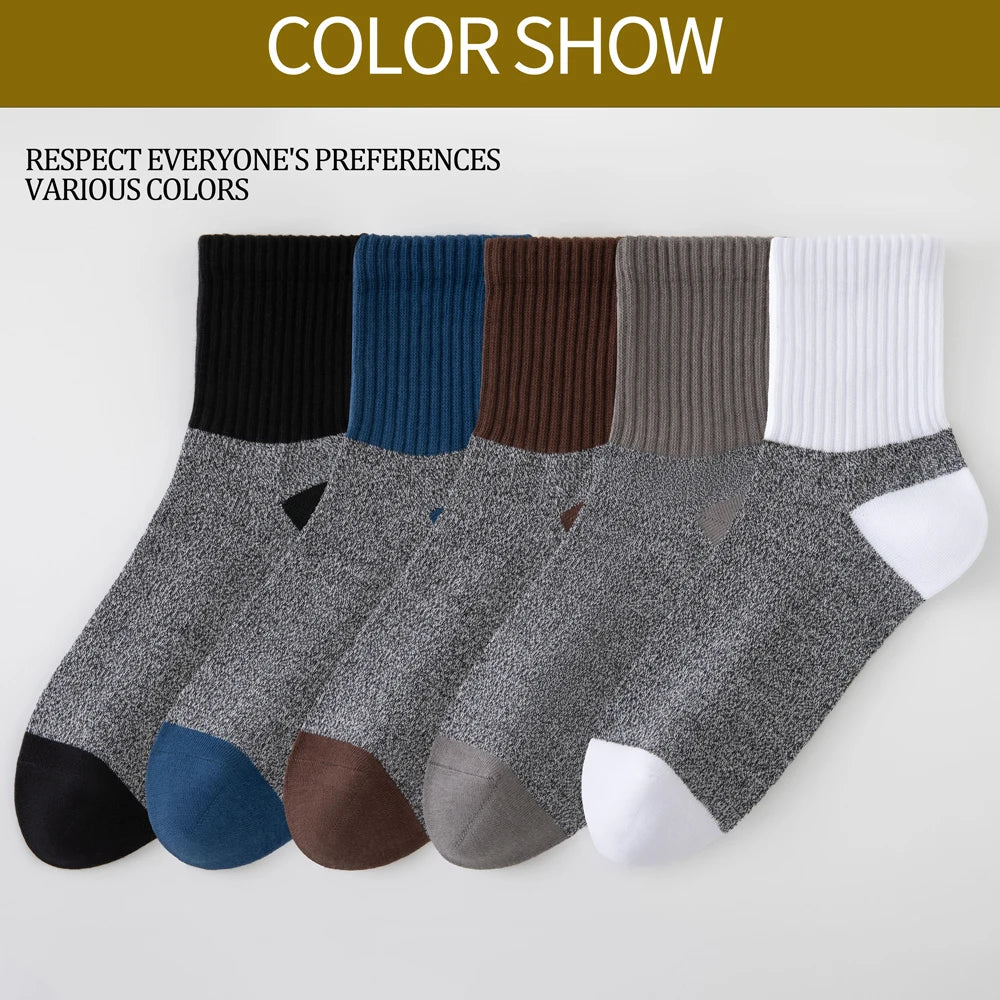 5 Pairs Vintage Thermal Cotton Socks Men With Arch Support