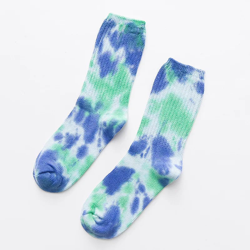 Unisex Antibacterial Tie Dye Cotton Blend Cycling Socks