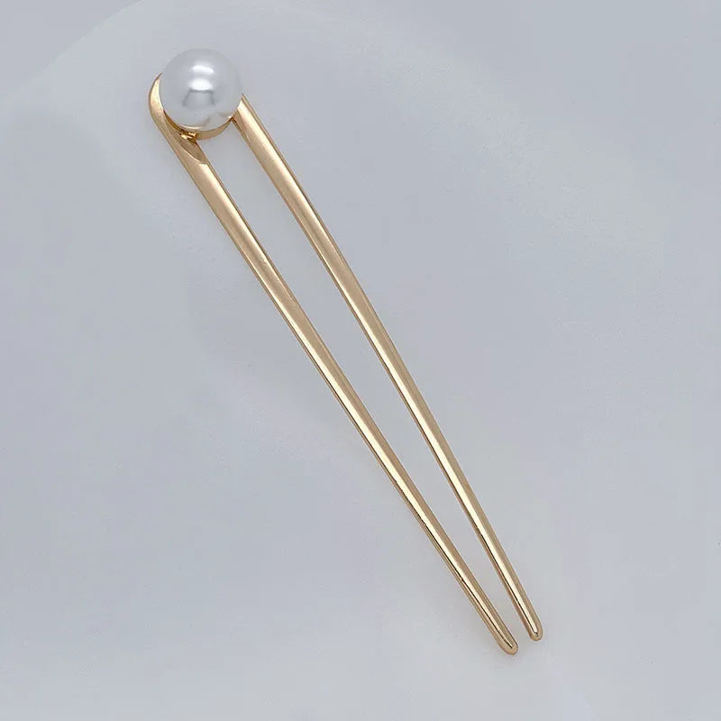 Elegant Turquoise Enamel Shell Hairpin for Women Luxury Metal U Shape Hair Stick