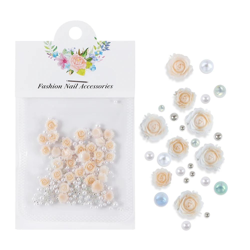 Resin Filler Rose Mixed Pearl Art Decorations for DIY Jewelry Making and Craft Projects