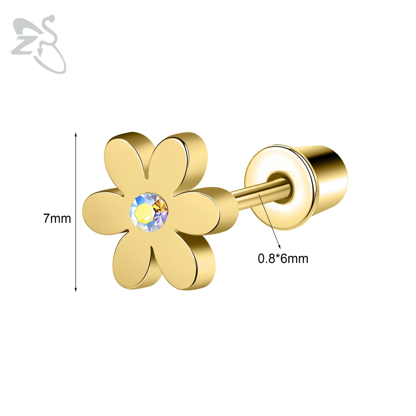 Charming Stainless Steel Flower Butterfly Stud Earrings for Children and Women